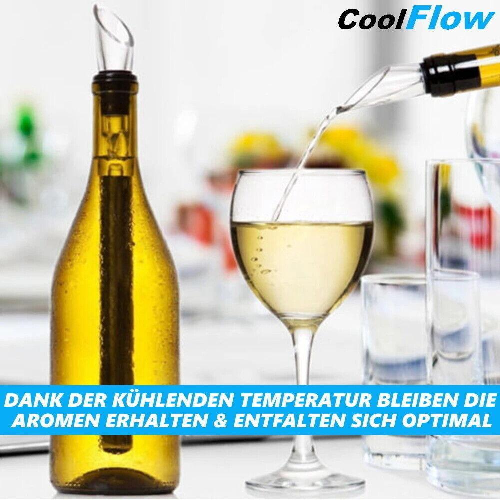 COOLFLOW Weinkühlstab mit Ausgießer Edelstahl Dekanter Flaschenkühler Weinkühler