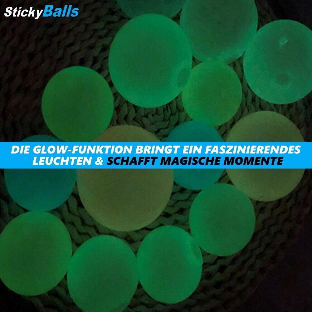 StickyBalls Leuchtende Neon Klebebälle für die Decke Spaß Schleim GLOW 4er Set