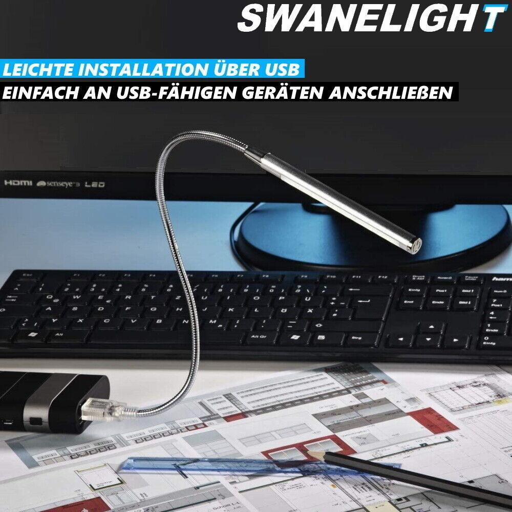 SWANELIGHT USB LED Leselampe Schwenkbar 5 LED Schwanenhalslampe Lampe