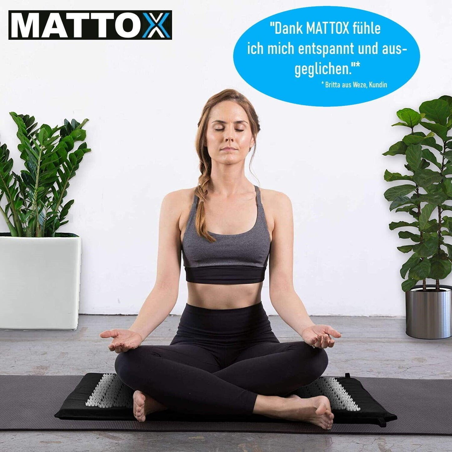 MATTOX Akupressurmatte Fakirmatte Nagelmatte Entspannung Yoga Matte Kissen 2in1