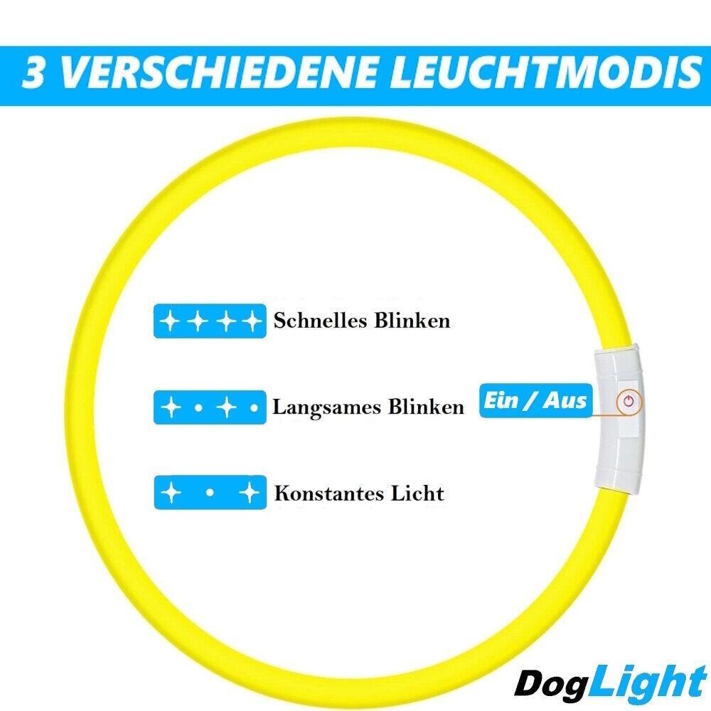 DogLight LED Hundehalsband USB Leuchthalsband Universalgröße zuschneidbar gelb