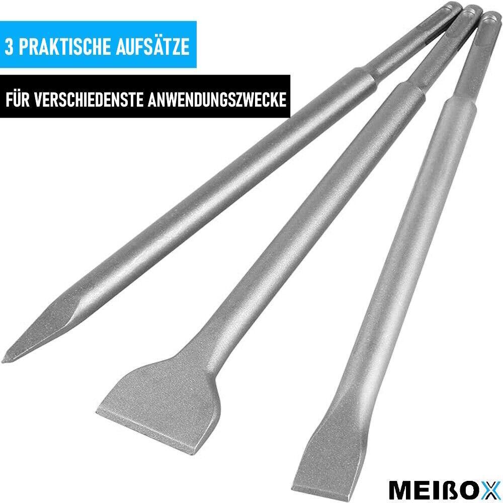 MEIßOX Meißel Set SDS Plus Meissel Flachmeißel Spitzmeißel Spatmeißel 3tlg
