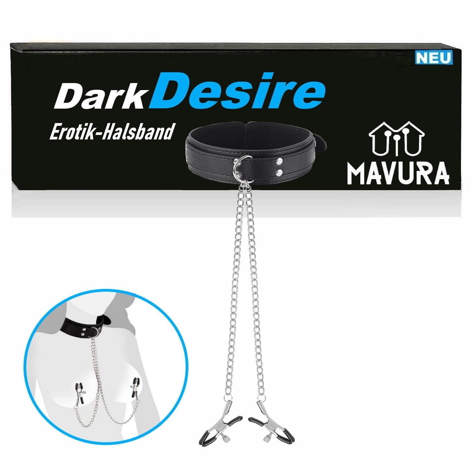 DarkDesire BDSM Fetisch Nippel Klemmen mit Halsband Einstellbare Brustklemmen