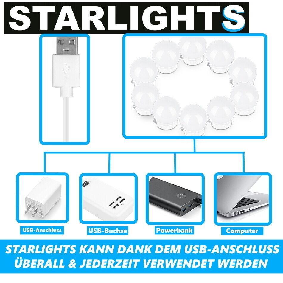 STARLIGHTS Hollywood Spiegelleuchten Schminklampen Make Up Licht Spiegel Lampen