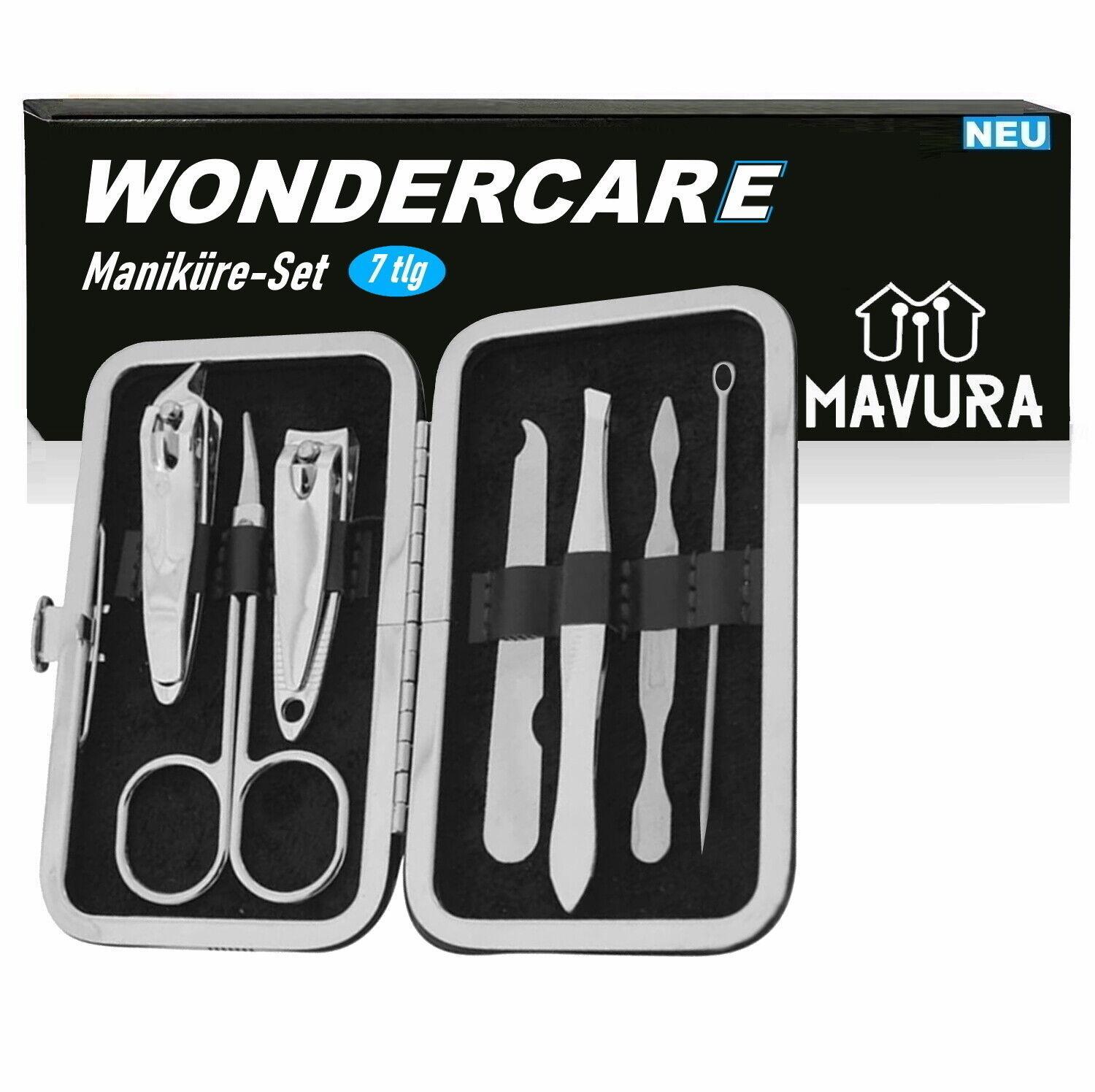 WONDERCARE Maniküre Set Pediküre Nagelset Nagelpflege Nagelschere Nagelfeile 7er