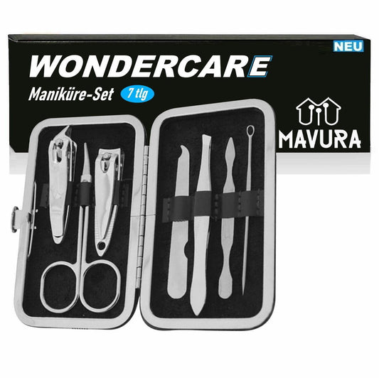 WONDERCARE Maniküre Set Pediküre Nagelset Nagelpflege Nagelschere Nagelfeile 7er