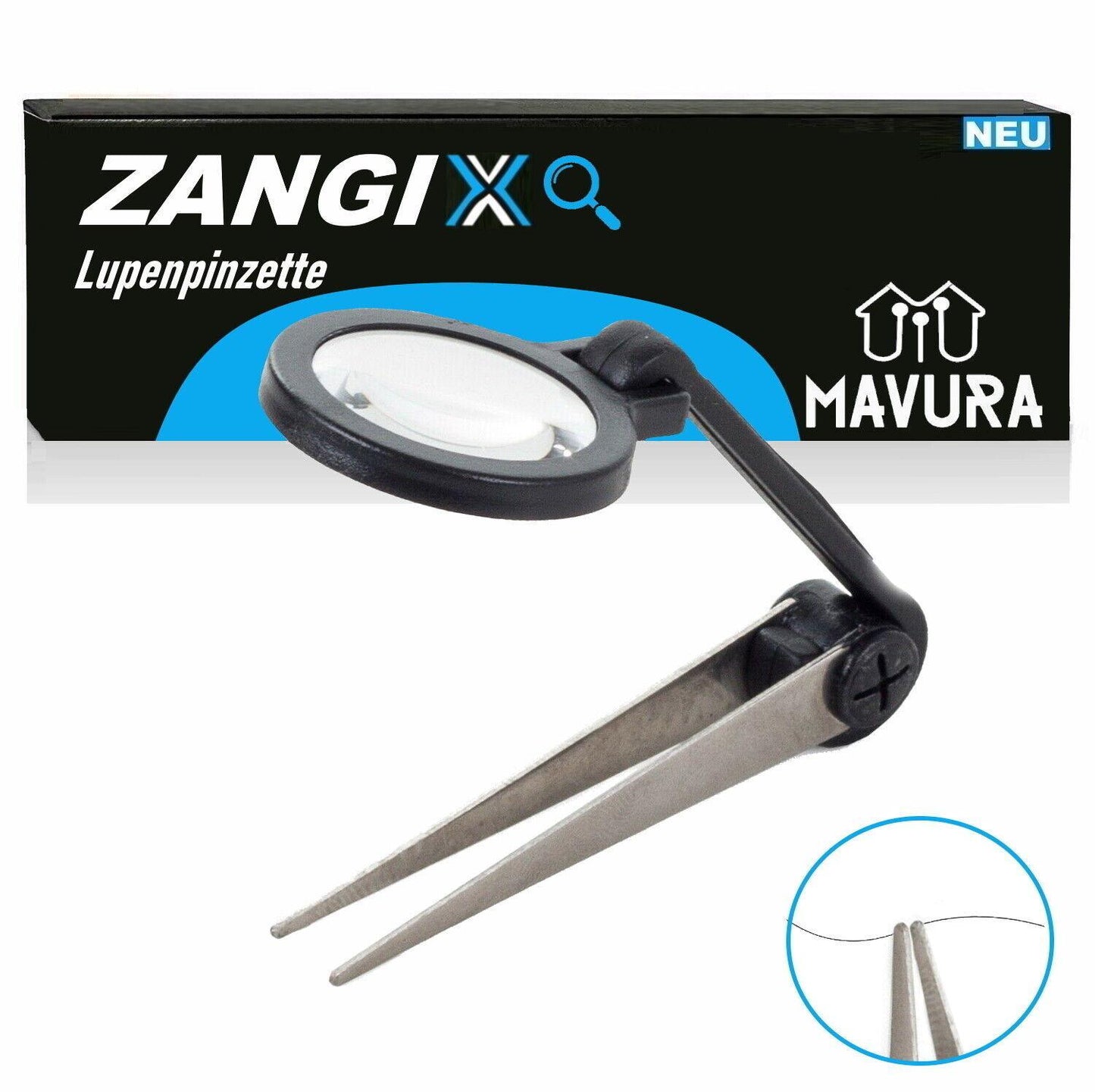 ZANGIX Lupenpinzette Spitzpinzette Arbeitslupe Pinzette schwenkbarer Lupe Zange