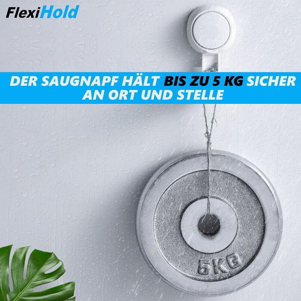 FLEXIHOLD Duschkopfhalter mit Saugnapf 360° drehbar Brause Halterung ohne Bohren