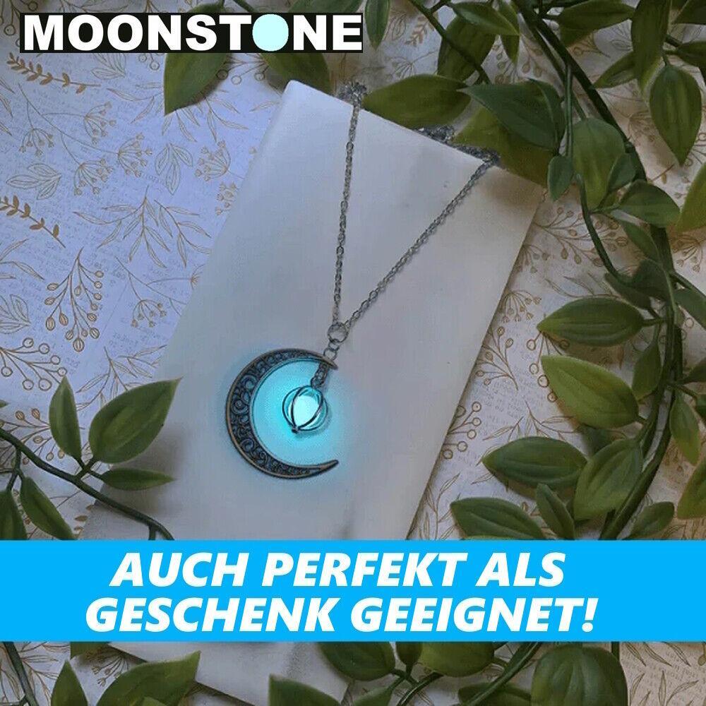 MOONSTONE Magische Mondkette Mondstein Halskette Halbmond Mond Kette leuchtend