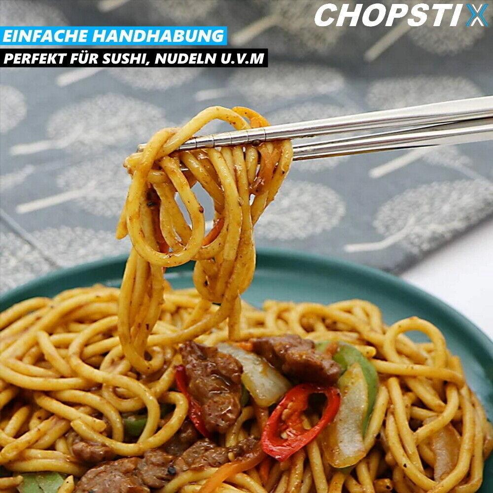 CHOPSTIX Essstäbchen Chopsticks Chinesische Japanische Edelstahl Stäbchen 4paar