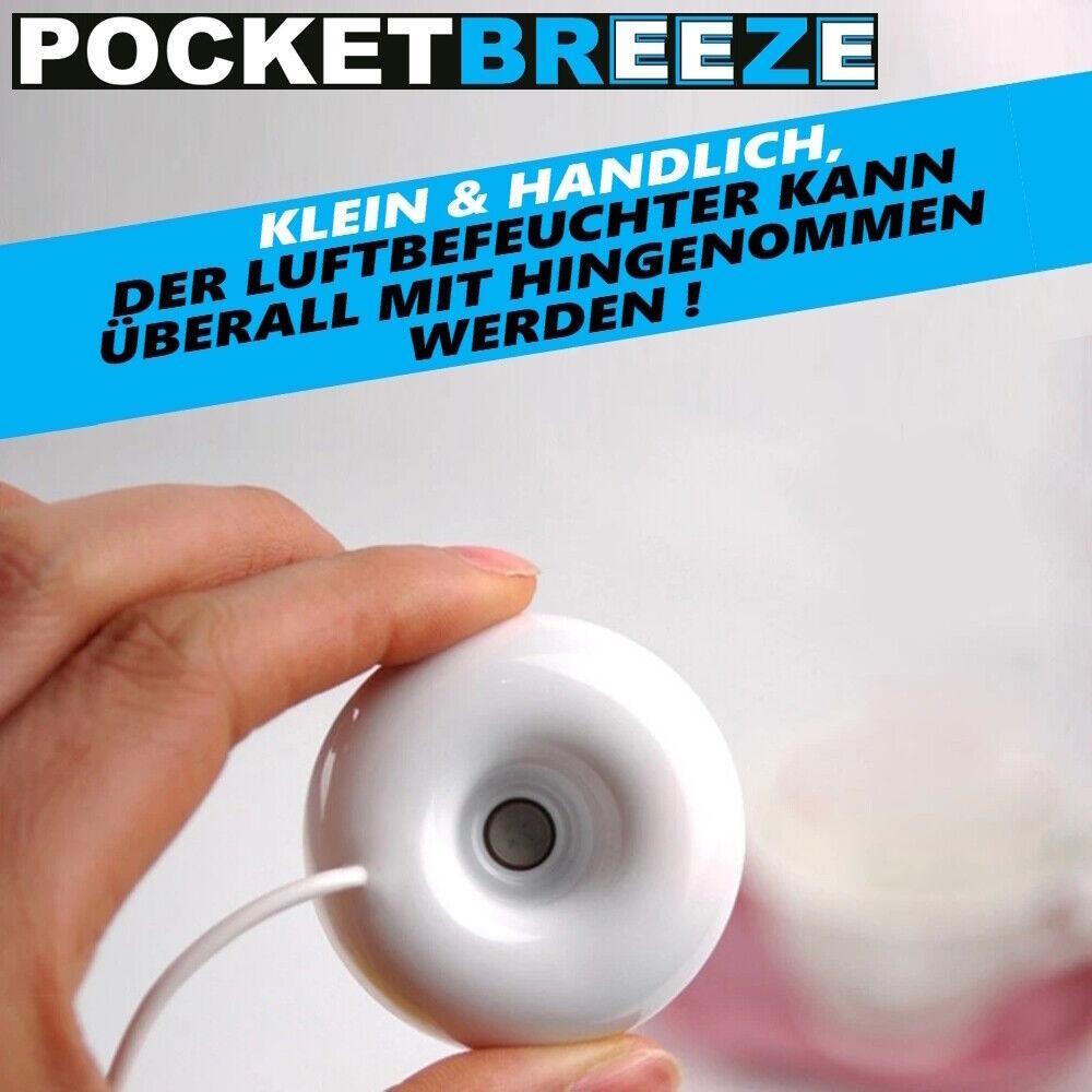 POCKETBREEZE USB Mini Luftbefeuchter Diffuser Ultraschall-Vernebler Humidifier