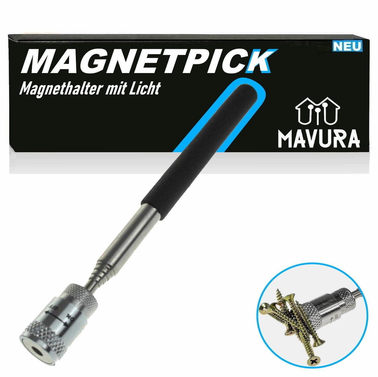 MAGNETPICK Magnetheber Magnetgreifer Teleskop Magnet Werkzeug mit LED Licht