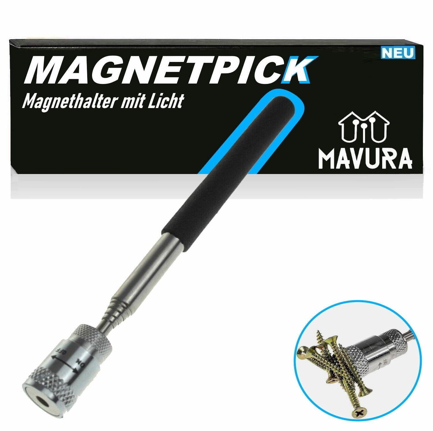 MAGNETPICK Magnetheber Magnetgreifer Teleskop Magnet Werkzeug mit LED Licht