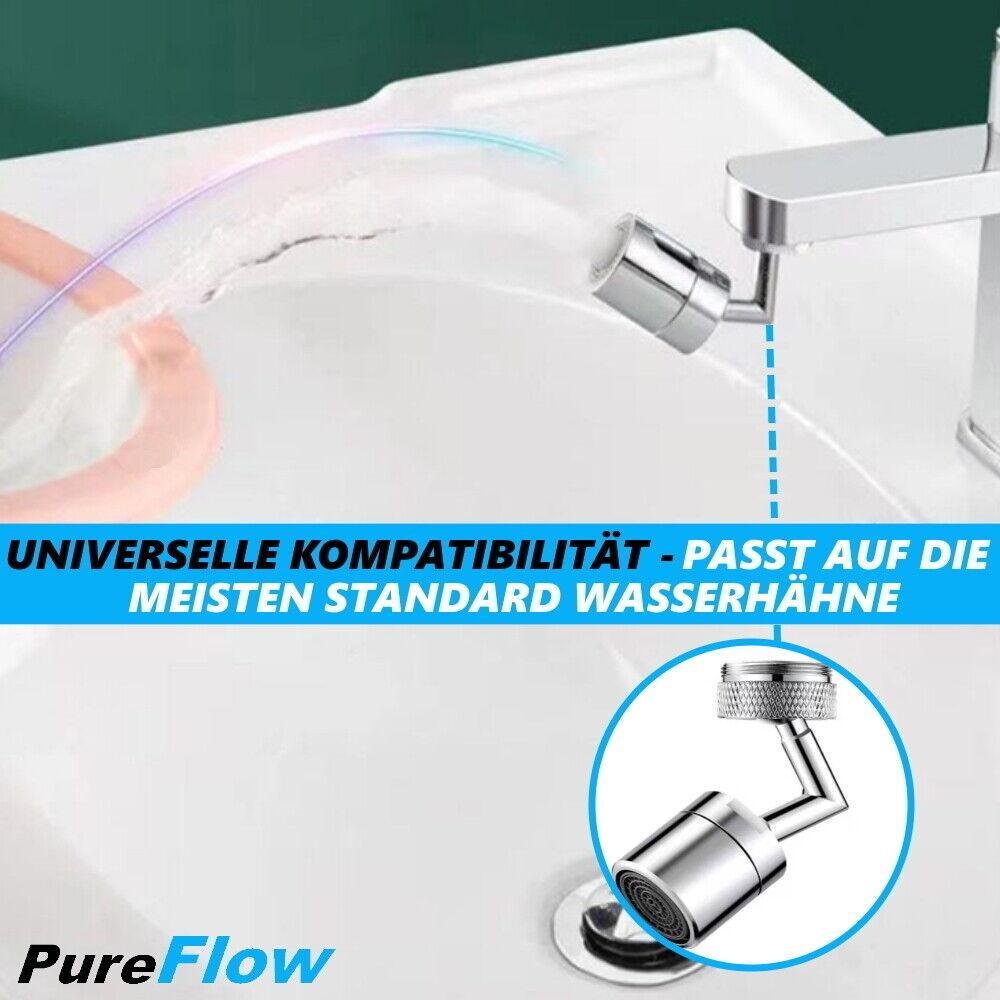 PureFlow Universal Spritzfilter Schwenkbrause Wasserhahnaufsatz 720° Brause