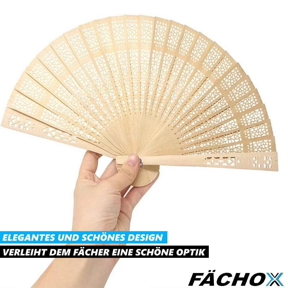 FÄCHOX Handfächer Taschenfächer Holzfächer Windfächer Klappfächer Tanzfächer 2er