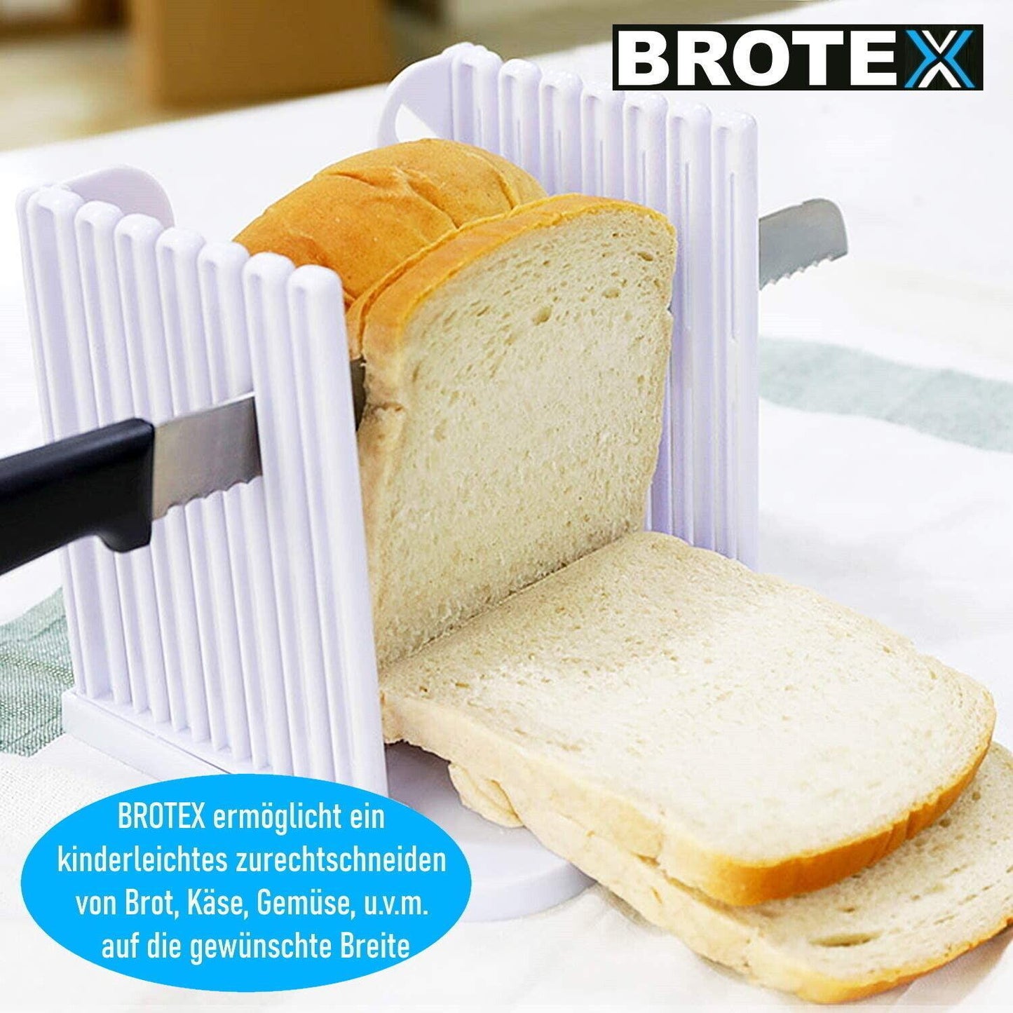 BROTEX Brotschneidehilfe Brotschneider Schneidehilfe Brot Kuchen Gemüse Käse