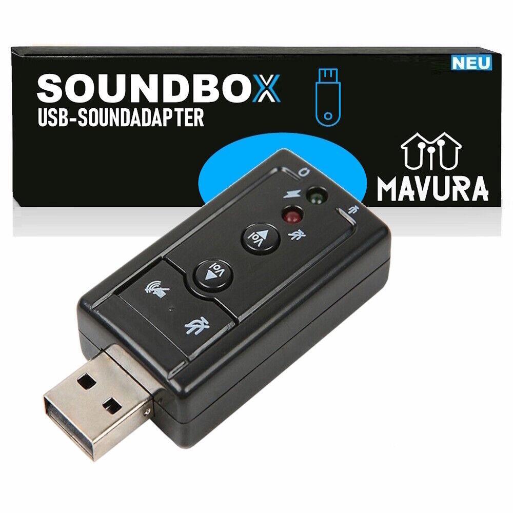 SOUNDBOX USB Soundkarte externer Soundadapter 7.1 Surround 3D Effekt Laptop PC
