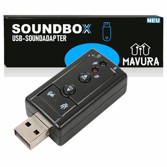 SOUNDBOX USB Soundkarte externer Soundadapter 7.1 Surround 3D Effekt Laptop PC