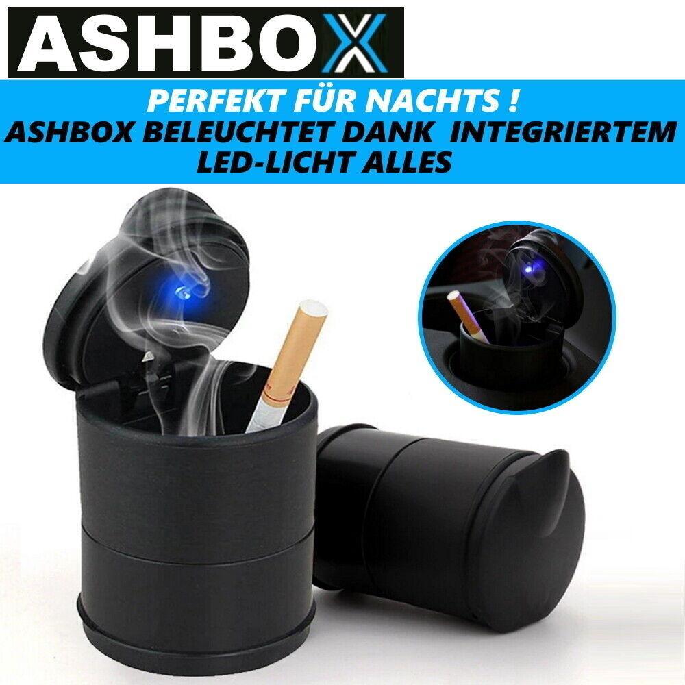 ASHBOX Auto Aschenbecher mit Deckel LED-Licht für Getränkehalter Universal 2 Stk