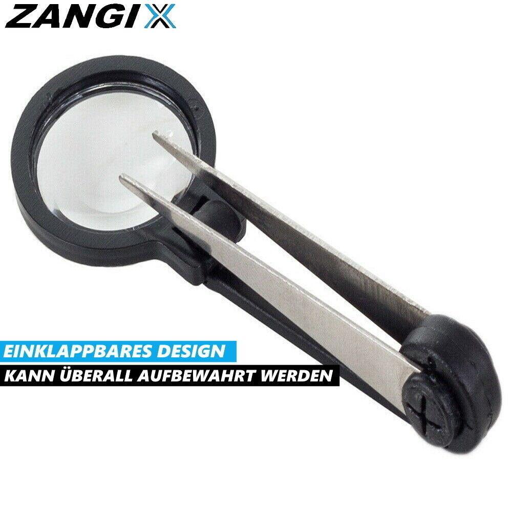 ZANGIX Lupenpinzette Spitzpinzette Arbeitslupe Pinzette schwenkbarer Lupe Zange