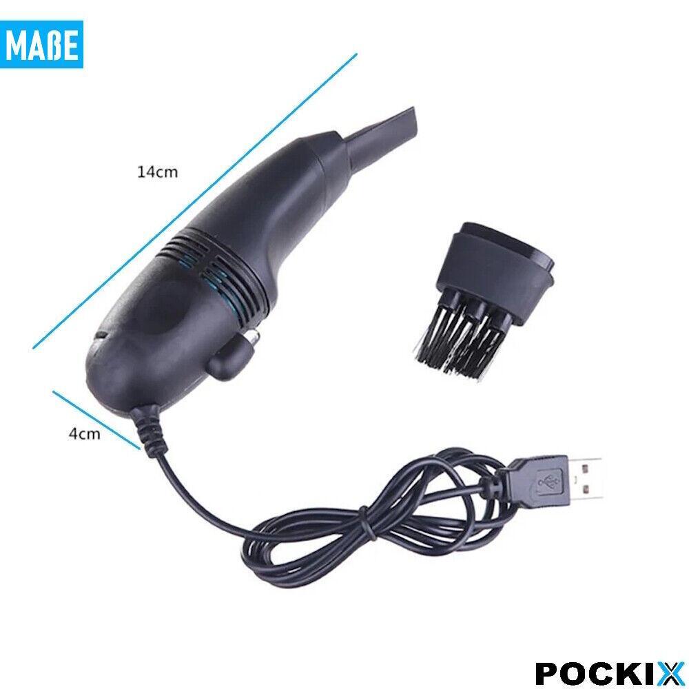 POCKIX Mini Staubsauger USB Schreibtisch Tastatur Computer m. Licht & 2 Aufsätze