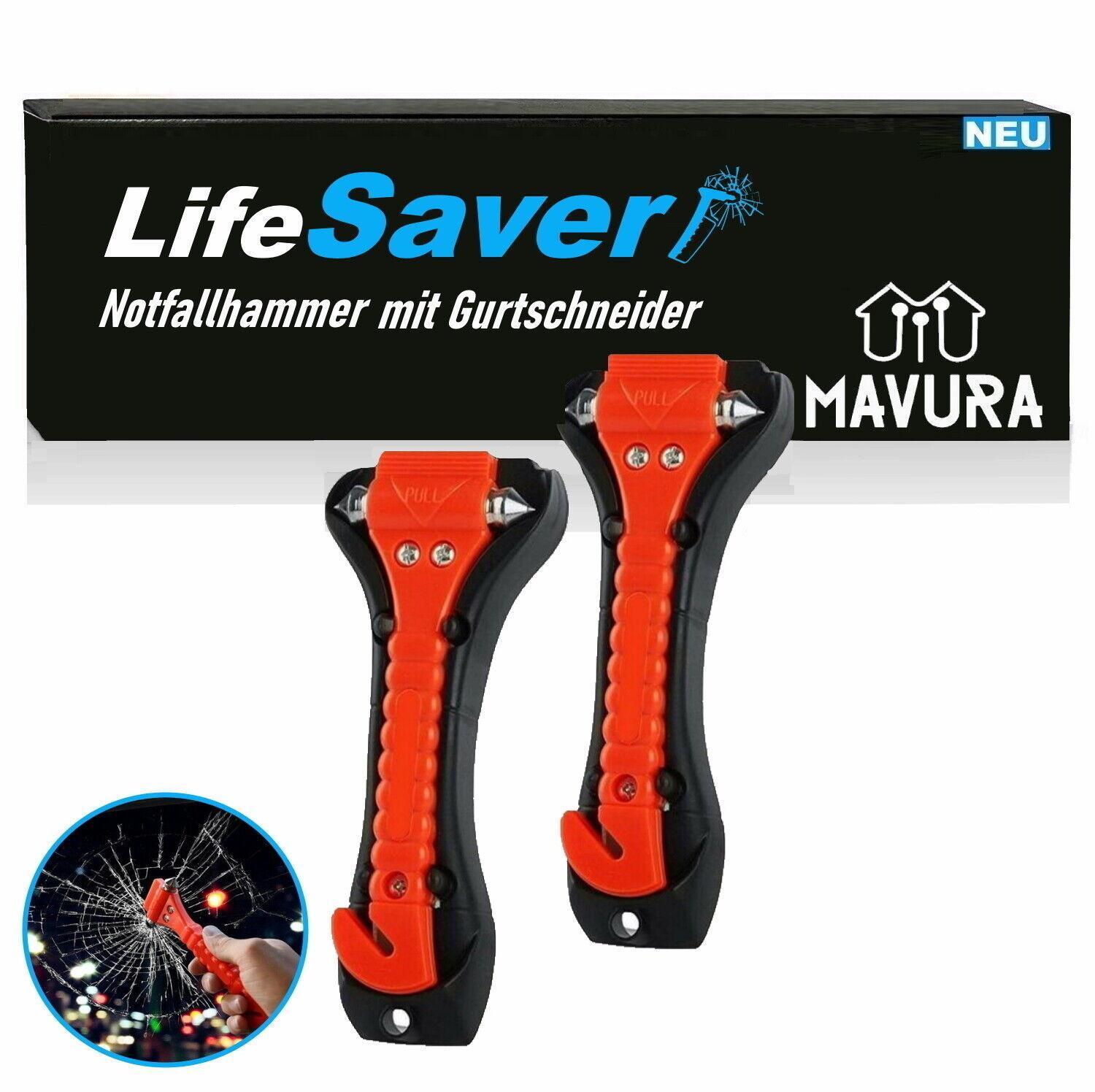 LiveSaver Nothammer Gurtschneider Notfallhammer Glasbrecher Gurtmesser [2er]