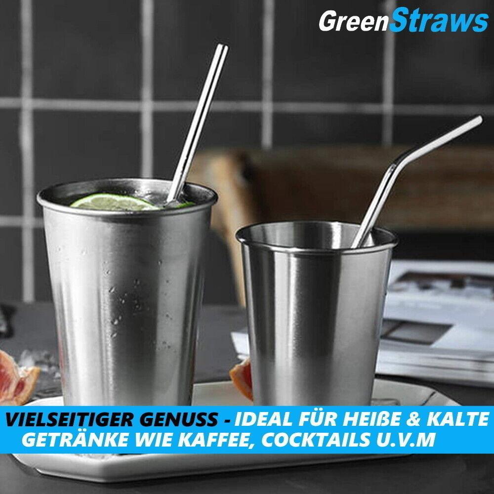 GreenStraws Edelstahl Strohhalme Set Metall Cocktail Trinkhalme wiederverwendbar
