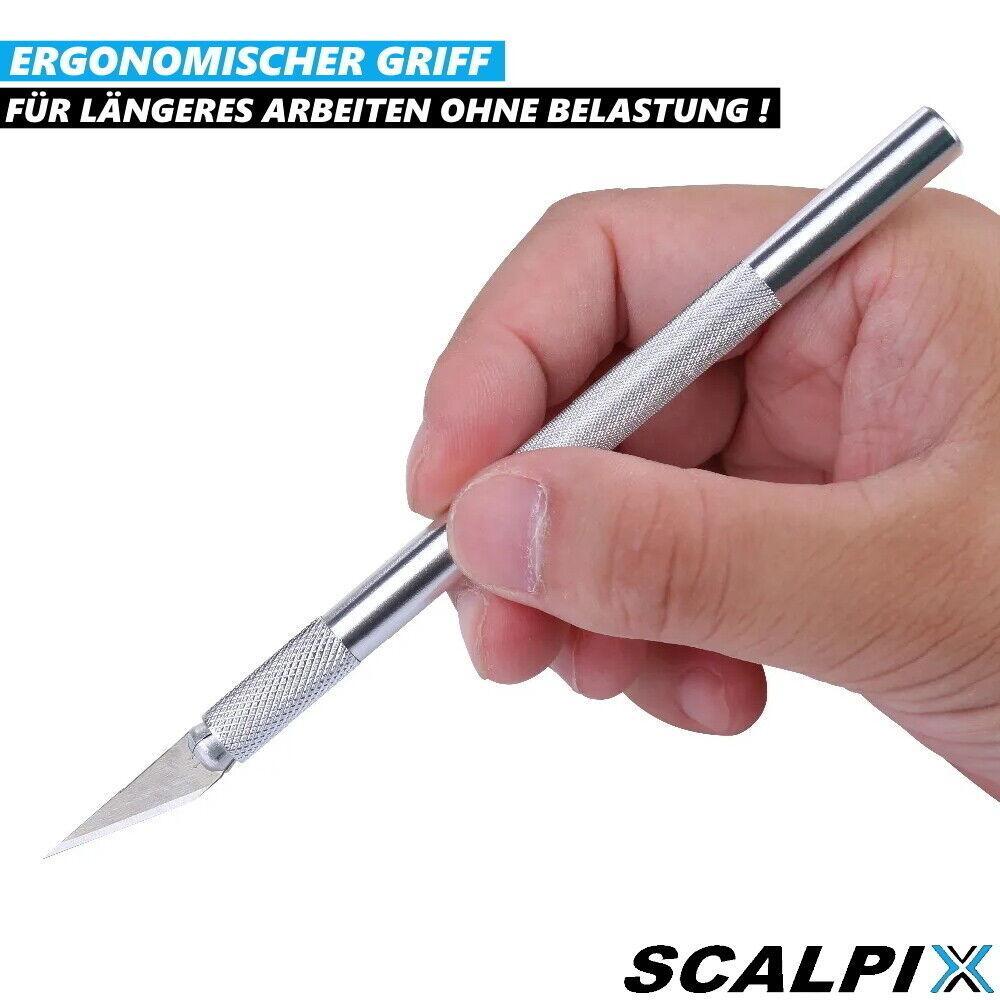 SCALPIX Bastelmesser Skalpellmesser Set Präzisionsmesser Schnitzmesser 16tlg