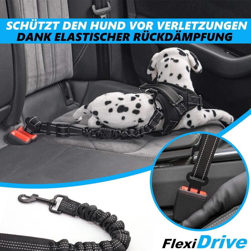 FlexiDrive Hunde Auto Sicherheitsgurt elastisch Anschnallgurt Hundegeschirr 2er