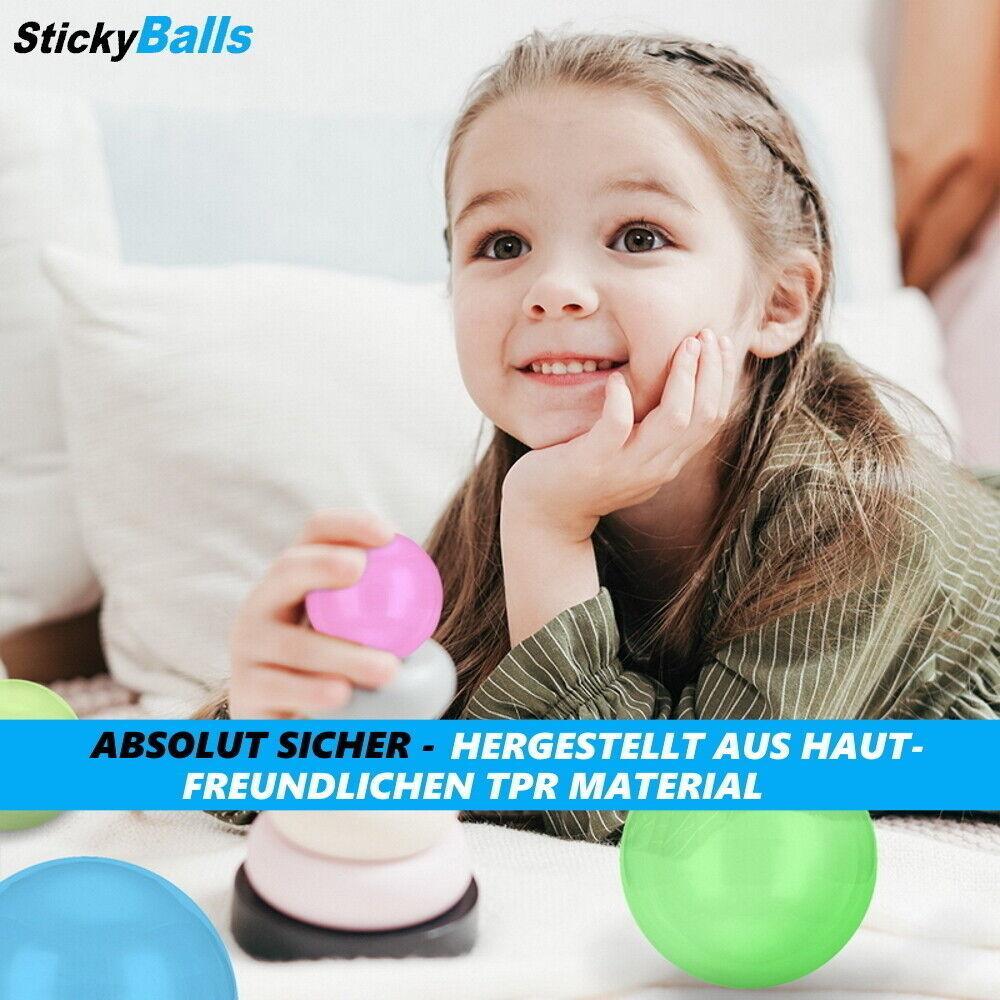 StickyBalls Leuchtende Neon Klebebälle für die Decke Spaß Schleim GLOW 4er Set