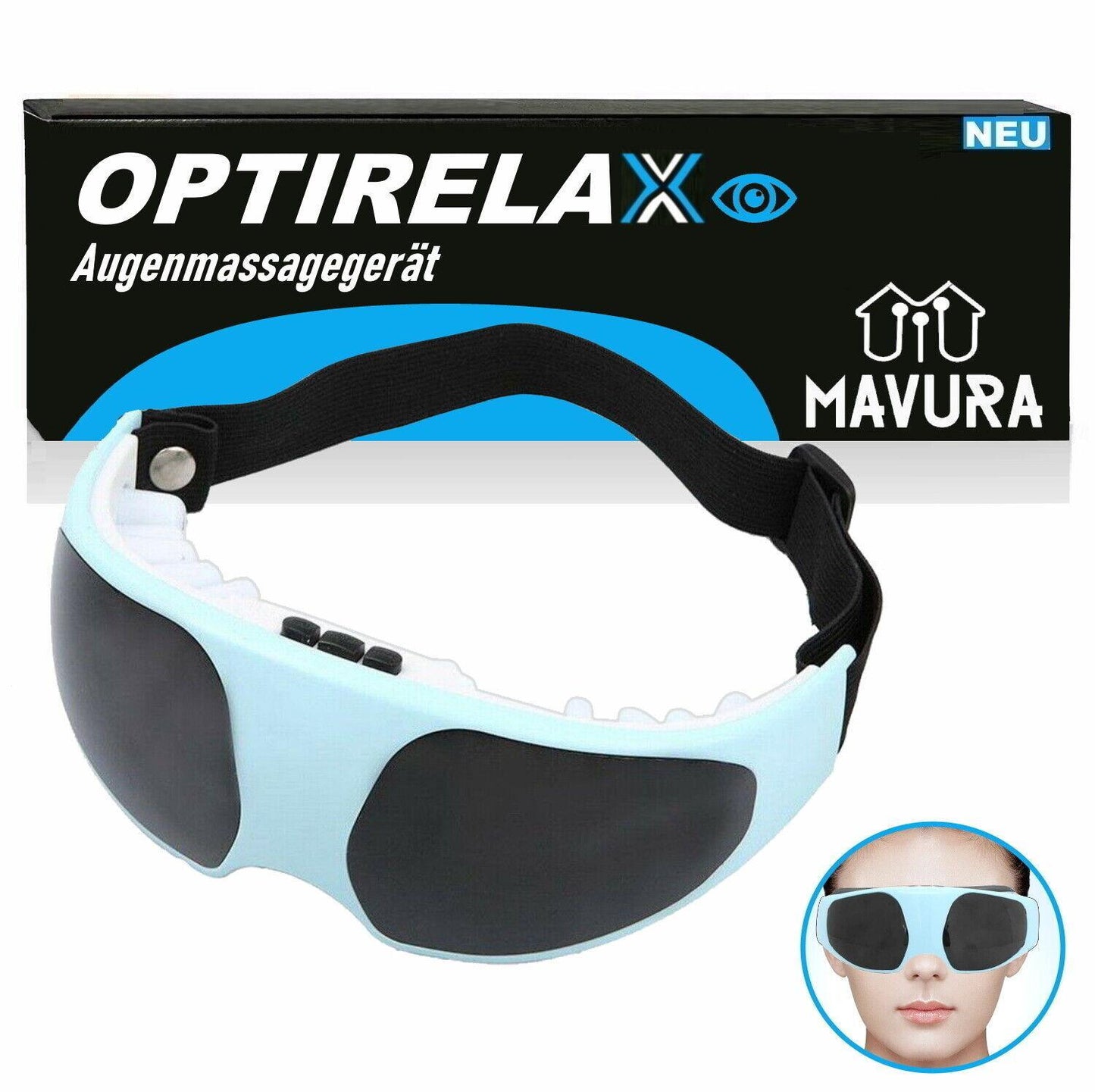 OPTIRELAX Augenmassagegerät elektrische 3D Augenmaske Augen Massage Vibration