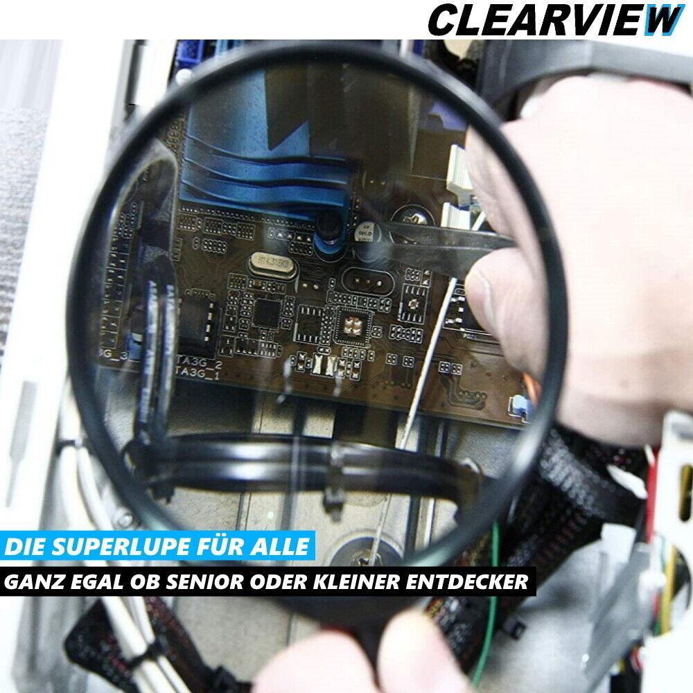 CLEARVIEW Handlupe XXL Lupe Leselupe Vergrößerungsglas Lesehilfe Senioren Kinder