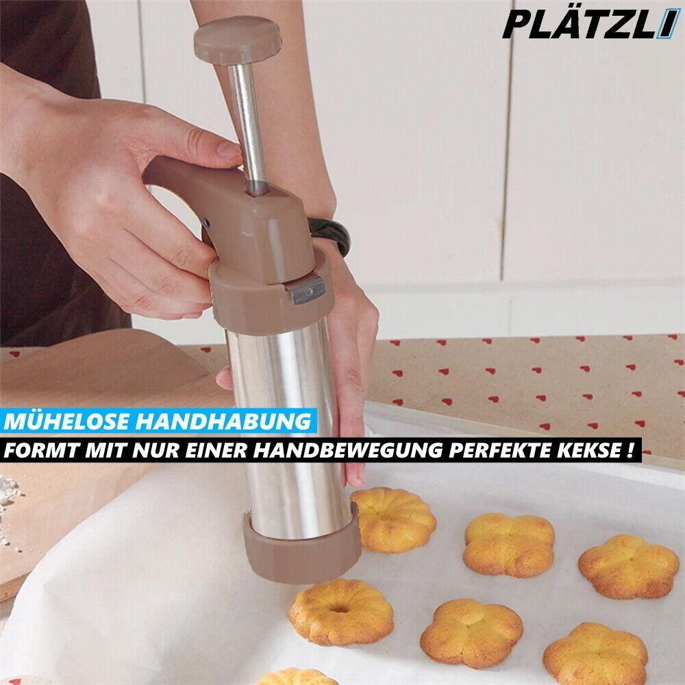 PLÄTZLI Gebäckpresse Kekspresse Gebäck Spritze Plätzchen Teig Backen Weihnachten