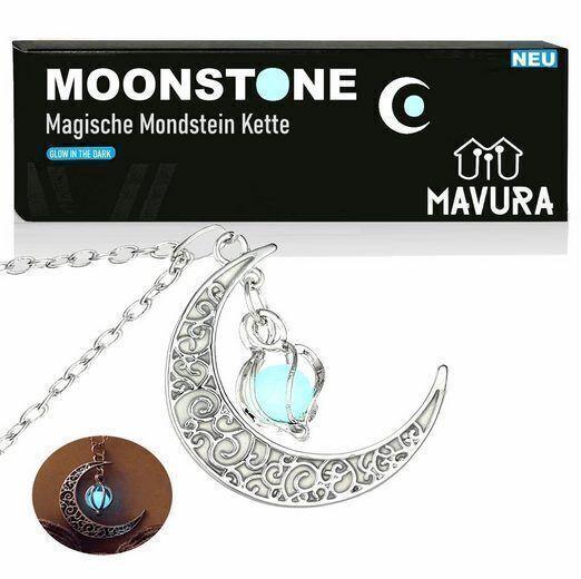 MOONSTONE Magische Mondkette Mondstein Halskette Halbmond Mond Kette leuchtend