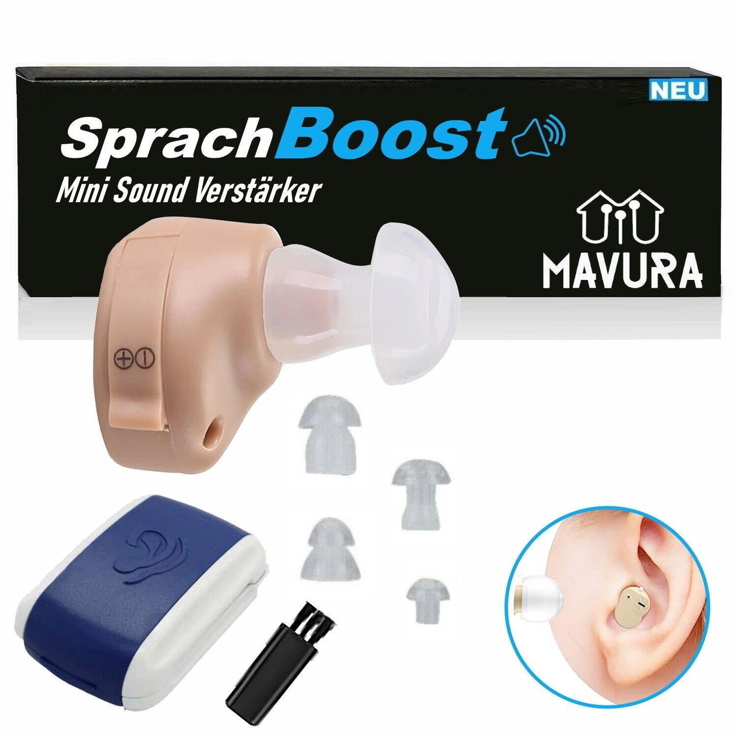 SPRACHBOOST Mini Hörverstärker Hörhilfe Hörgerät Soundverstärker unsichtbar Box