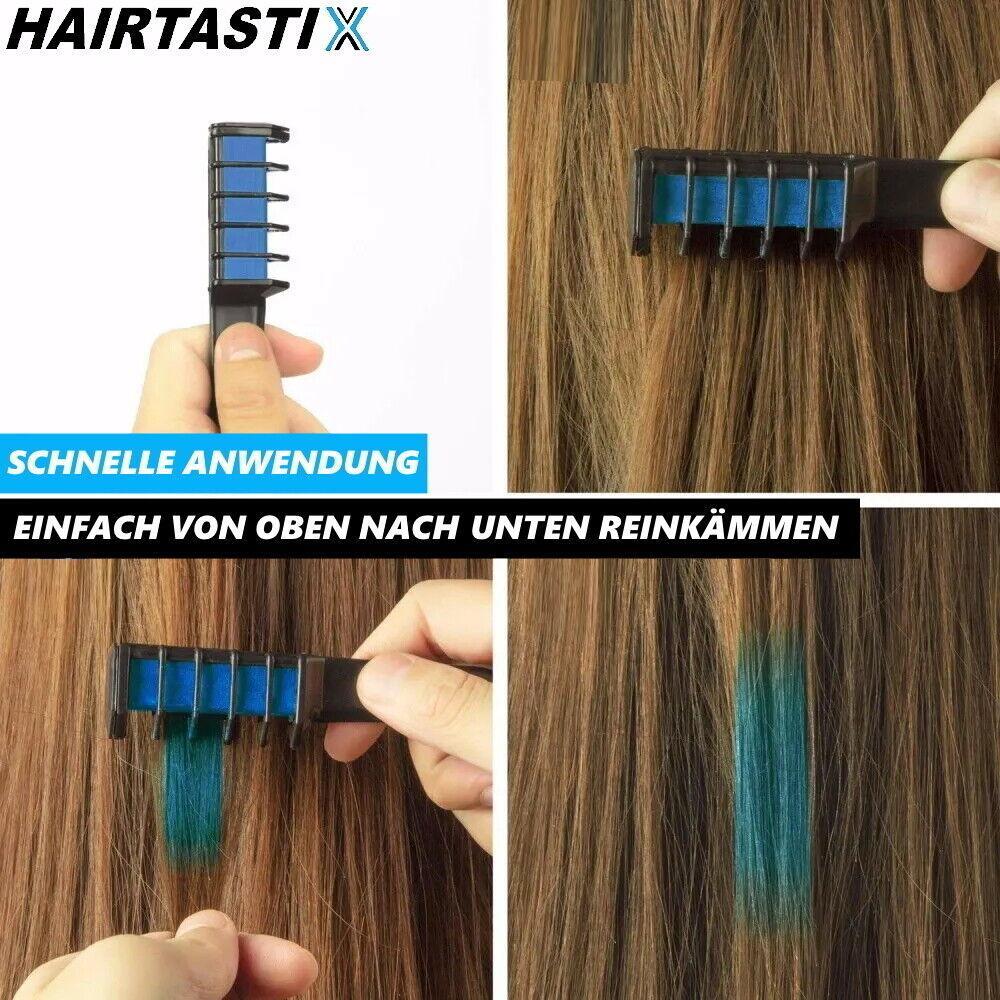 HAIRTASTIX Haarkreide Haarfarbe Kamm Haartönung Haarkam Kinder Tönung Temporär