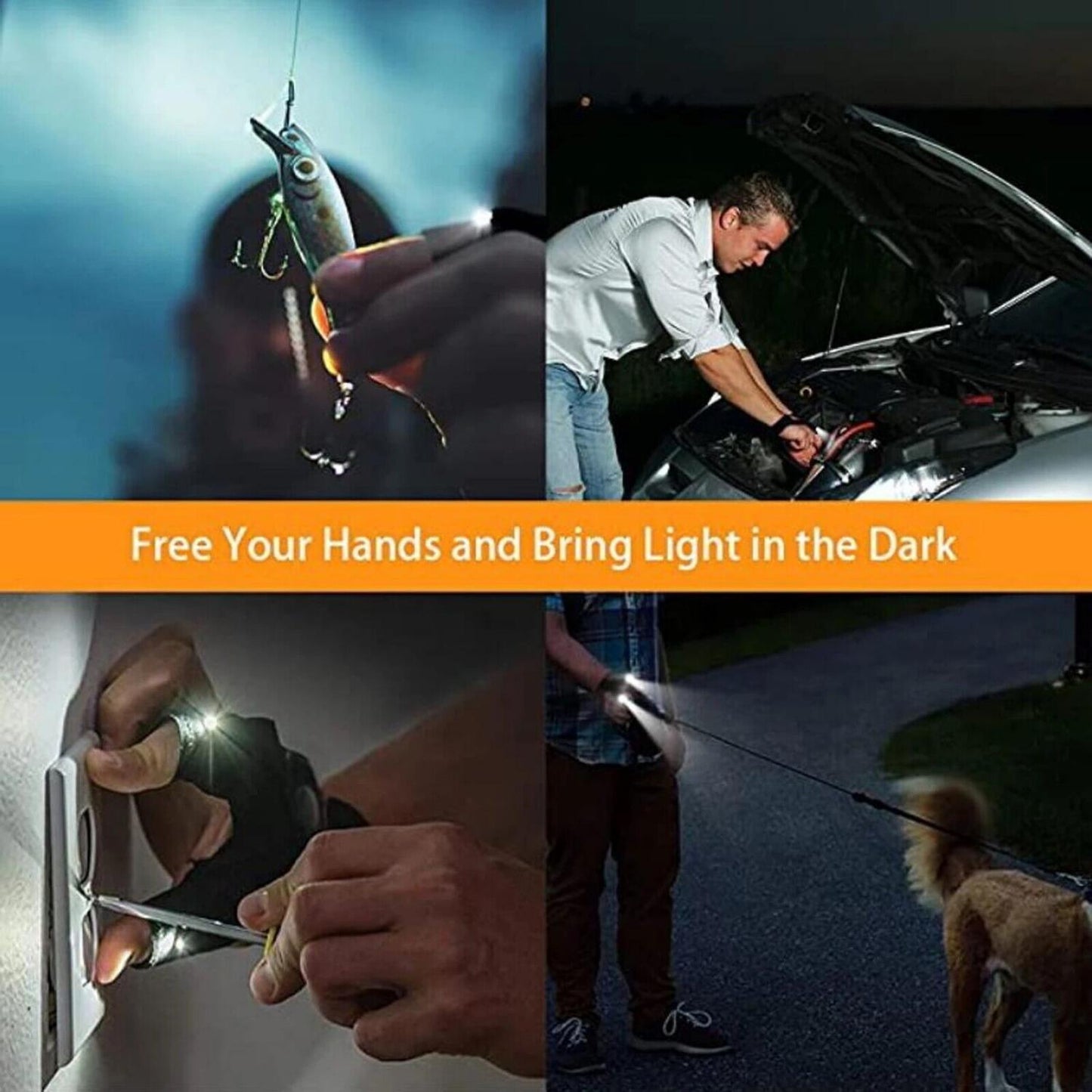 MTOOLS LED Taschenlampen Handschuhe Fingerlicht Camping Angeln Outdoor Handschuh