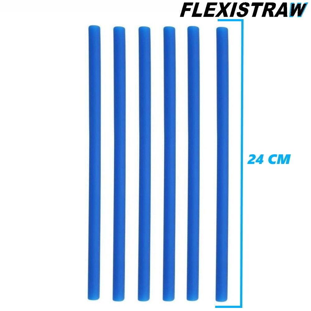 FLEXISTRAW Strohhalme Silikon Trinkhalme Wiederverwendbar Blau mit Box [6er Set]