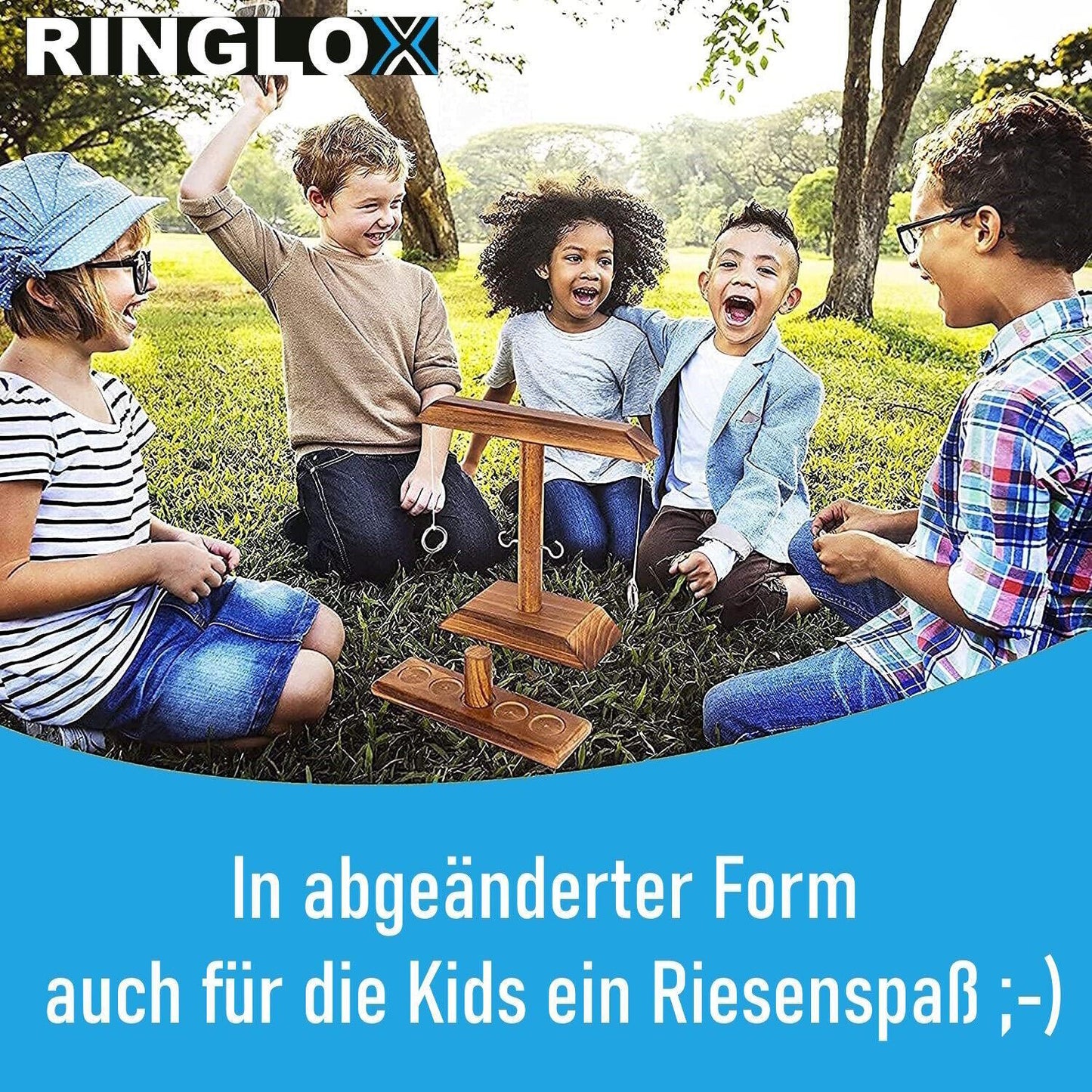 RINGLOX Trinkspiel aus Holz Partyspiel Saufspiel Ring Toss Haken Party Wurfspiel
