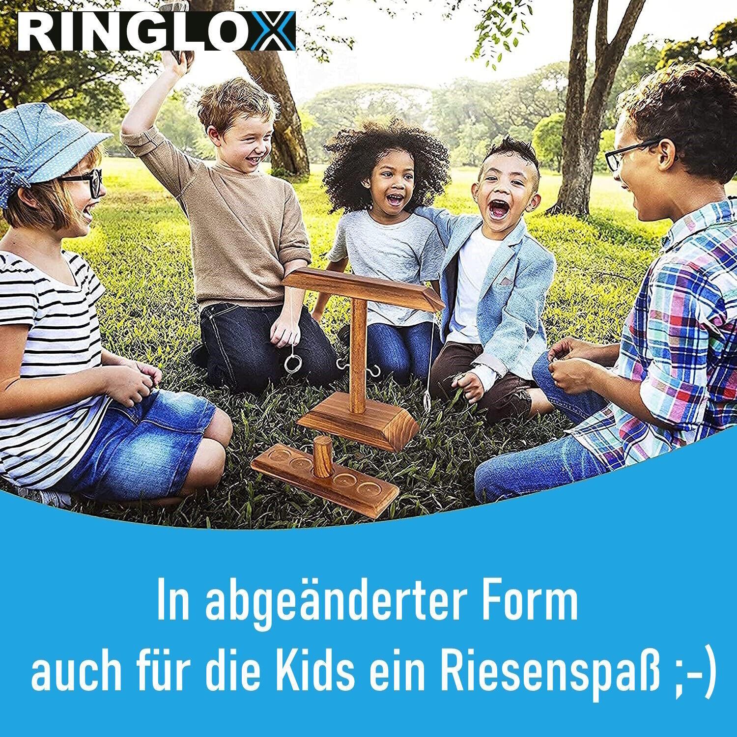 RINGLOX Trinkspiel aus Holz Partyspiel Saufspiel Ring Toss Haken Party Wurfspiel