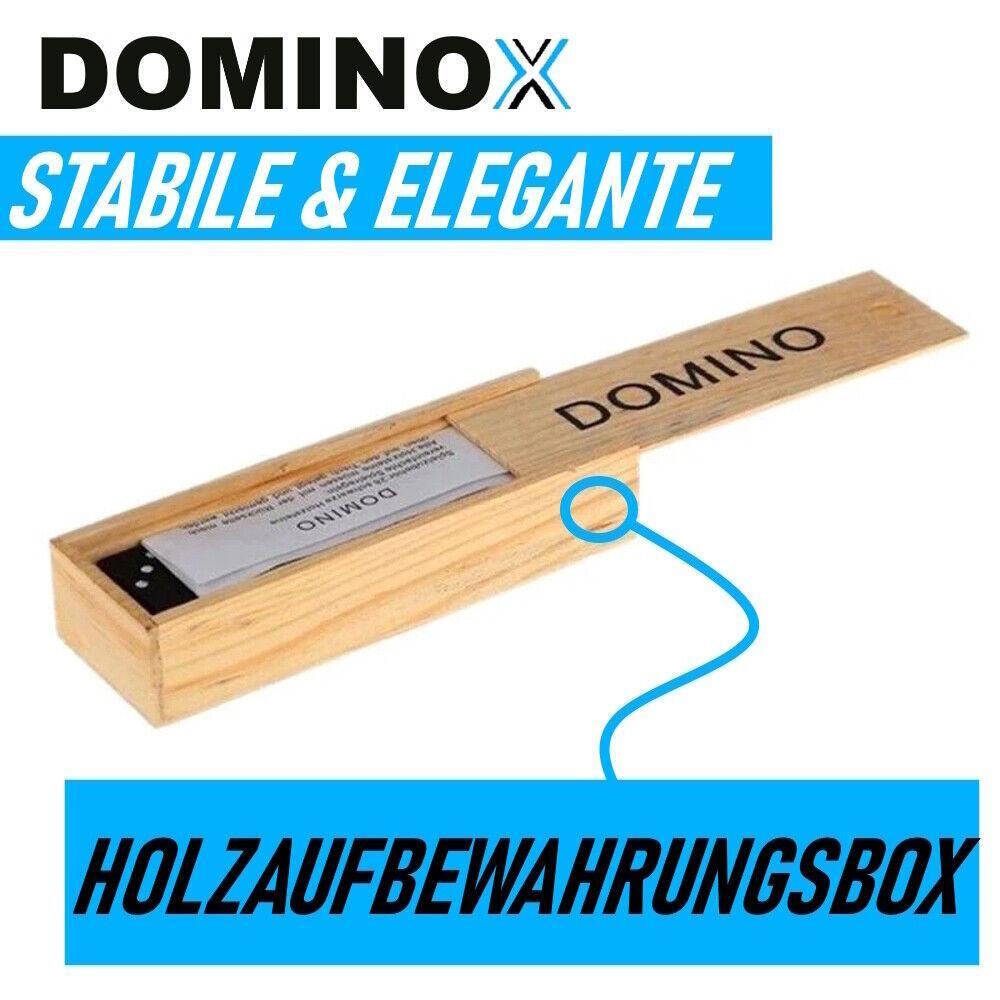 DOMINOX Domino Spiel Steine Dominosteine Geschicklichkeitsspiel Denkspiel m. Box