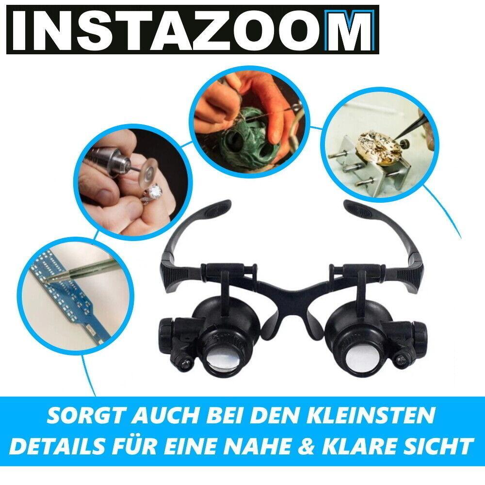 INSTAZOOM Lupenbrille Vergrößerungsbrille Kopflupe Stirnlupe Brillenlupe 20fach