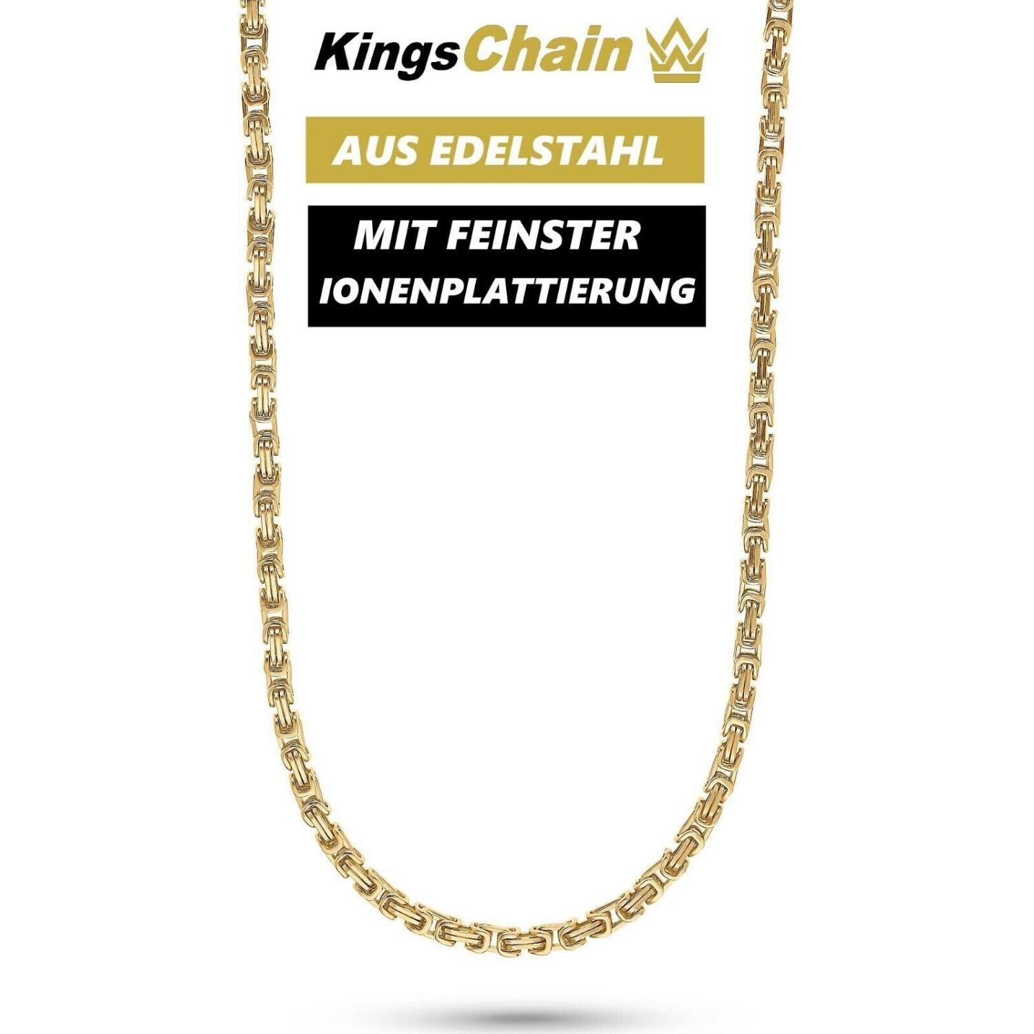 KINGSCHAIN Königskette Panzerkette Gold Herren Edelstahl Byzantiner Halskette