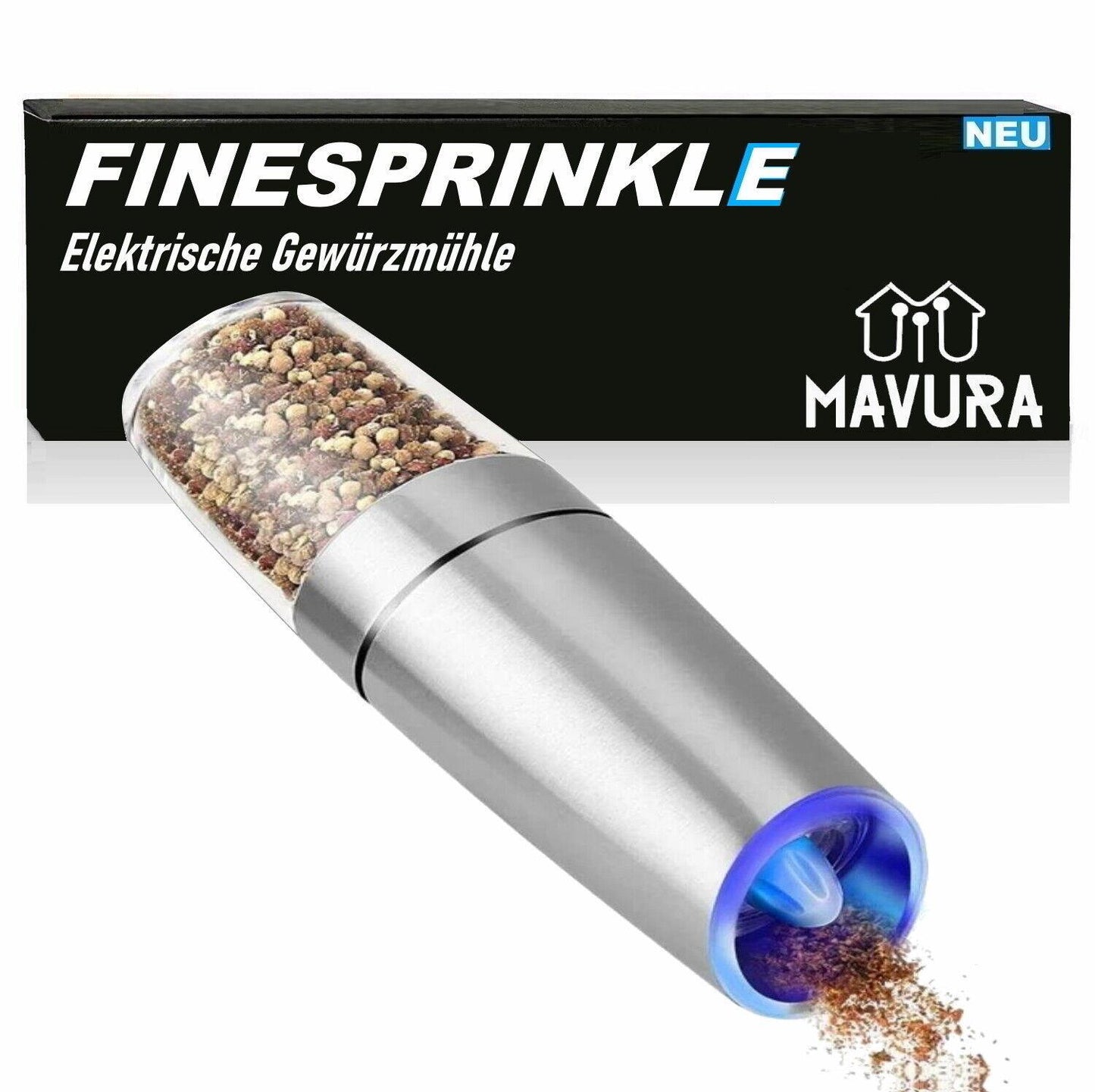 FINESPRINKLE Elektrische Salz- & Pfeffermühle Gewürzmühle Salz Pfeffer Streuer