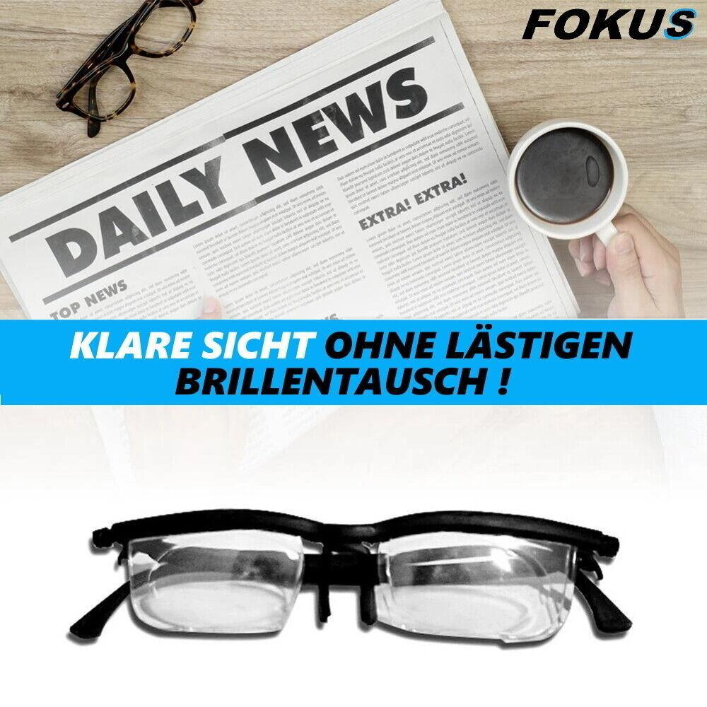 FOKUS individuell einstellbare Brille -6 +3 Dioptrien Lesebrille Ad Lens Glass