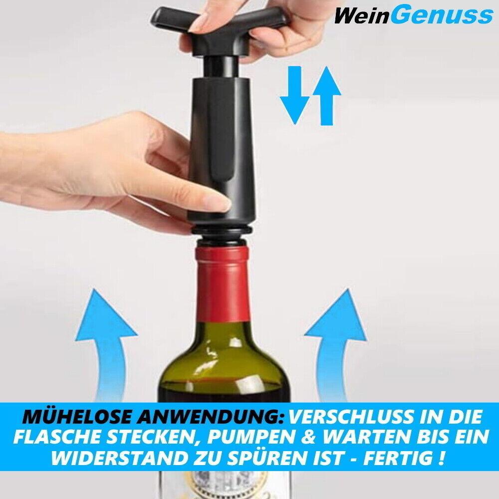 WeinGenuss Weinpumpe Wein Vakuumpumpe Weinstopfen Flaschenverschluss 2 Stopfen