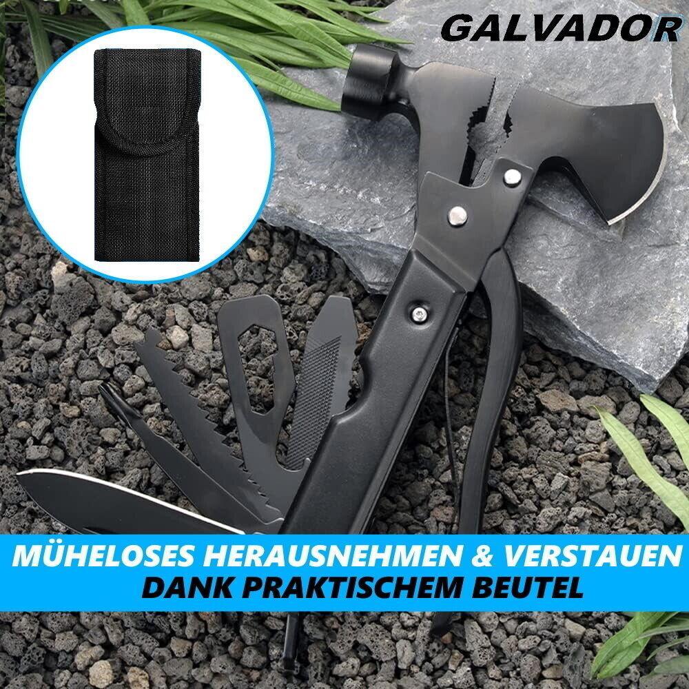 GALVADOR Multifunktionswerkzeug Axt Hammer Zange Multitool Taschenmesser 17in1