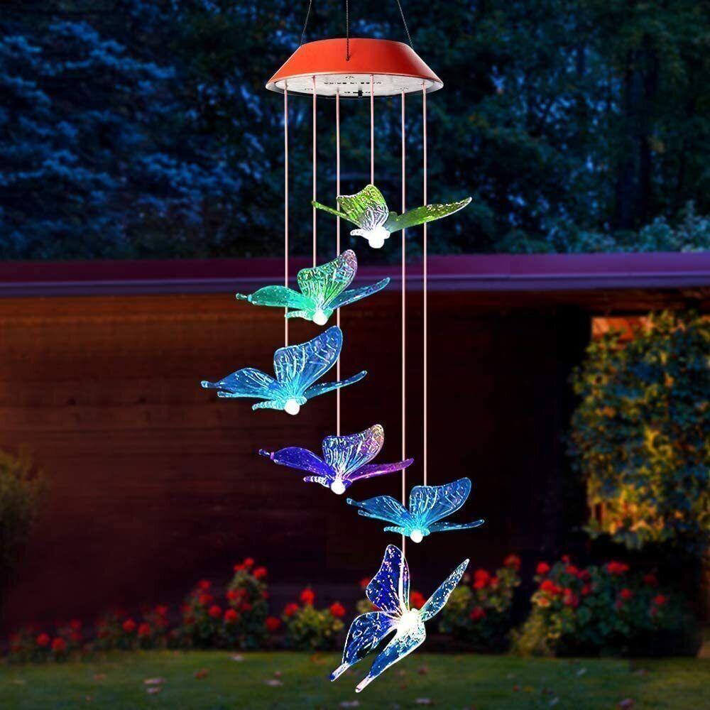 Solar LED Windspiel Solarleuchte Solar Farbwechsel Schmetterlinge Lichtspiel