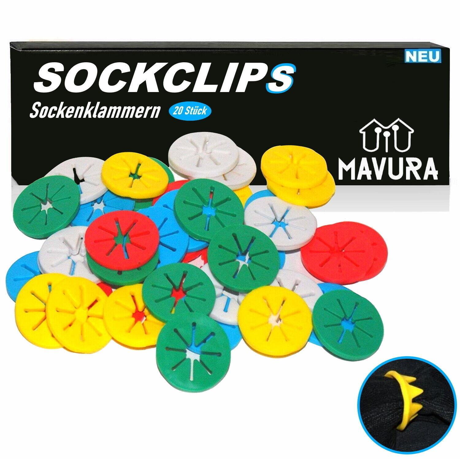 SOCKCLIPS Sockenklammern Sockenhalter Sockenclips Sockensortierer bunt [20Stk]