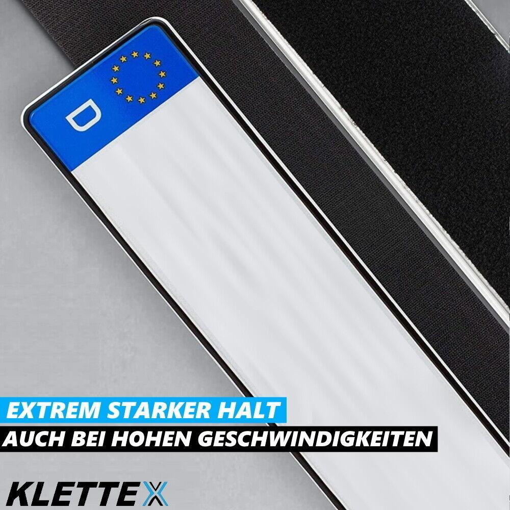 KLETTEX 2x Kennzeichenhalter Rahmenlos Nummernschildhalter selbstklebend KFZ
